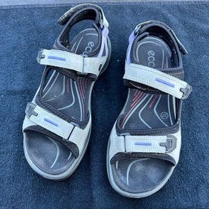 ECCO WALKING TRAIL BEACH SANDALS MULTI PURPLE GRAY SIZE 6-6.5 or 37